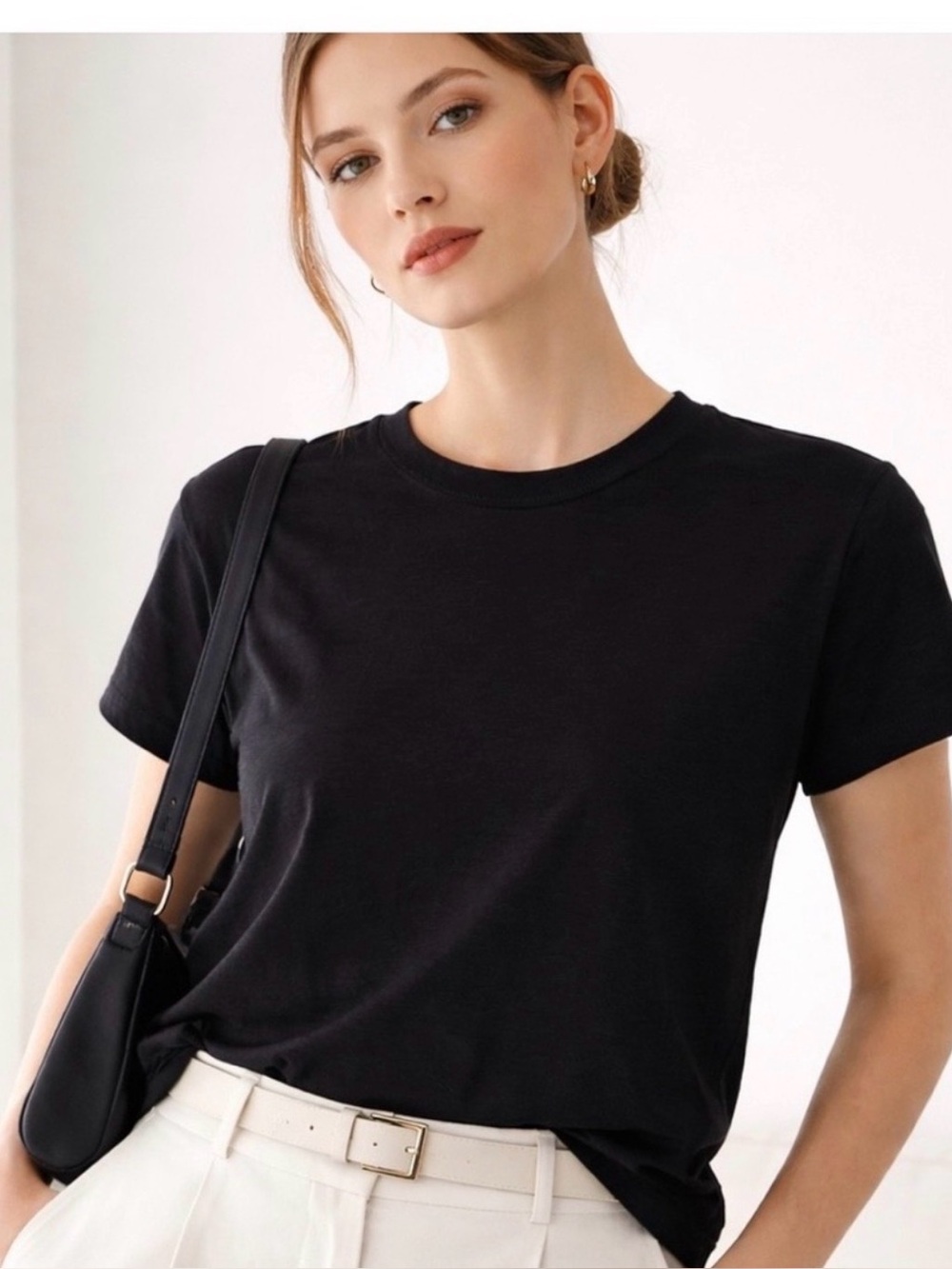 NWT Theory Women's Tilma Sea Slub Cotton Tee Large Minimalist Capsule Wardrobe